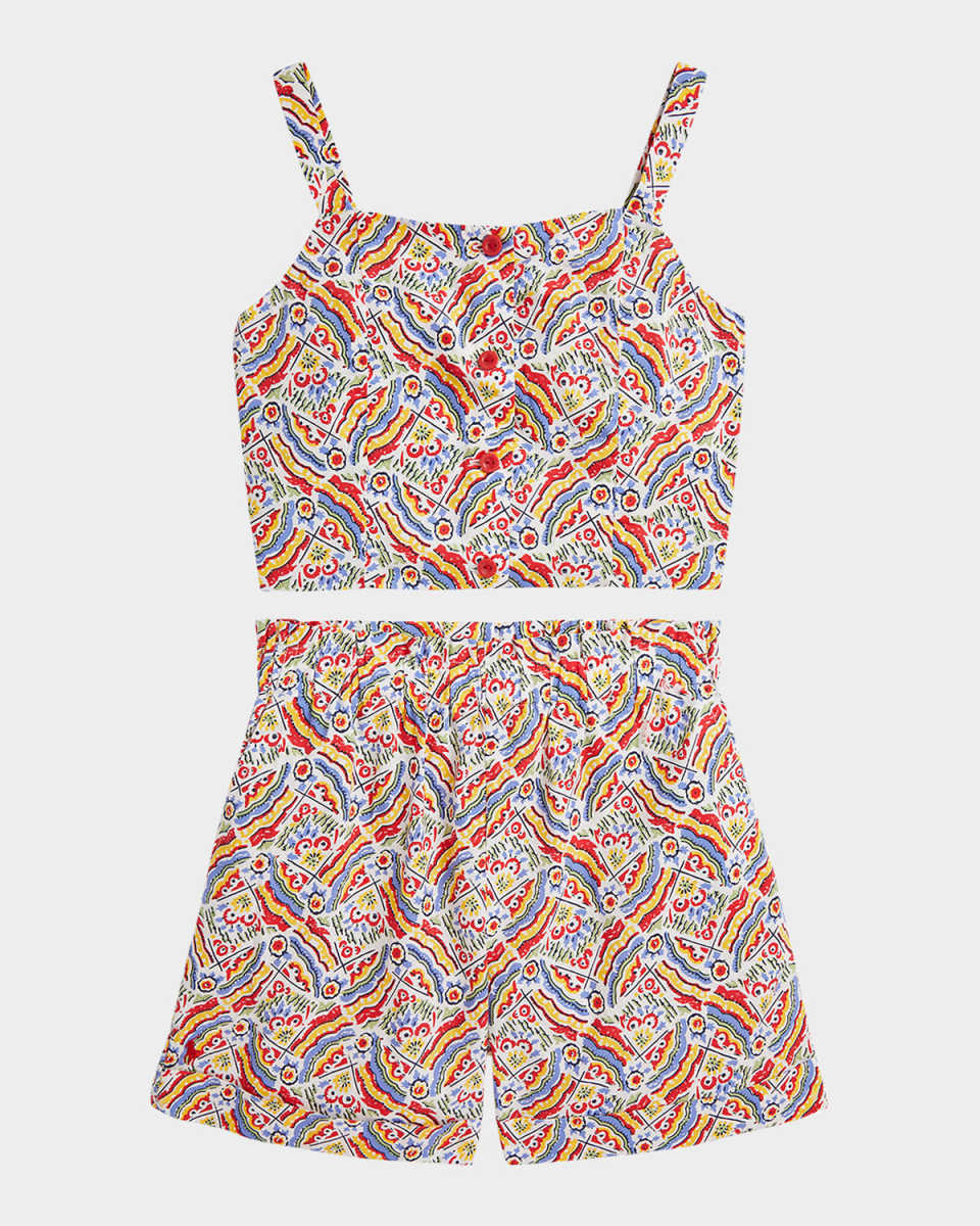 Girl's Riviera Printed Top & Shorts Set, Size 7-14